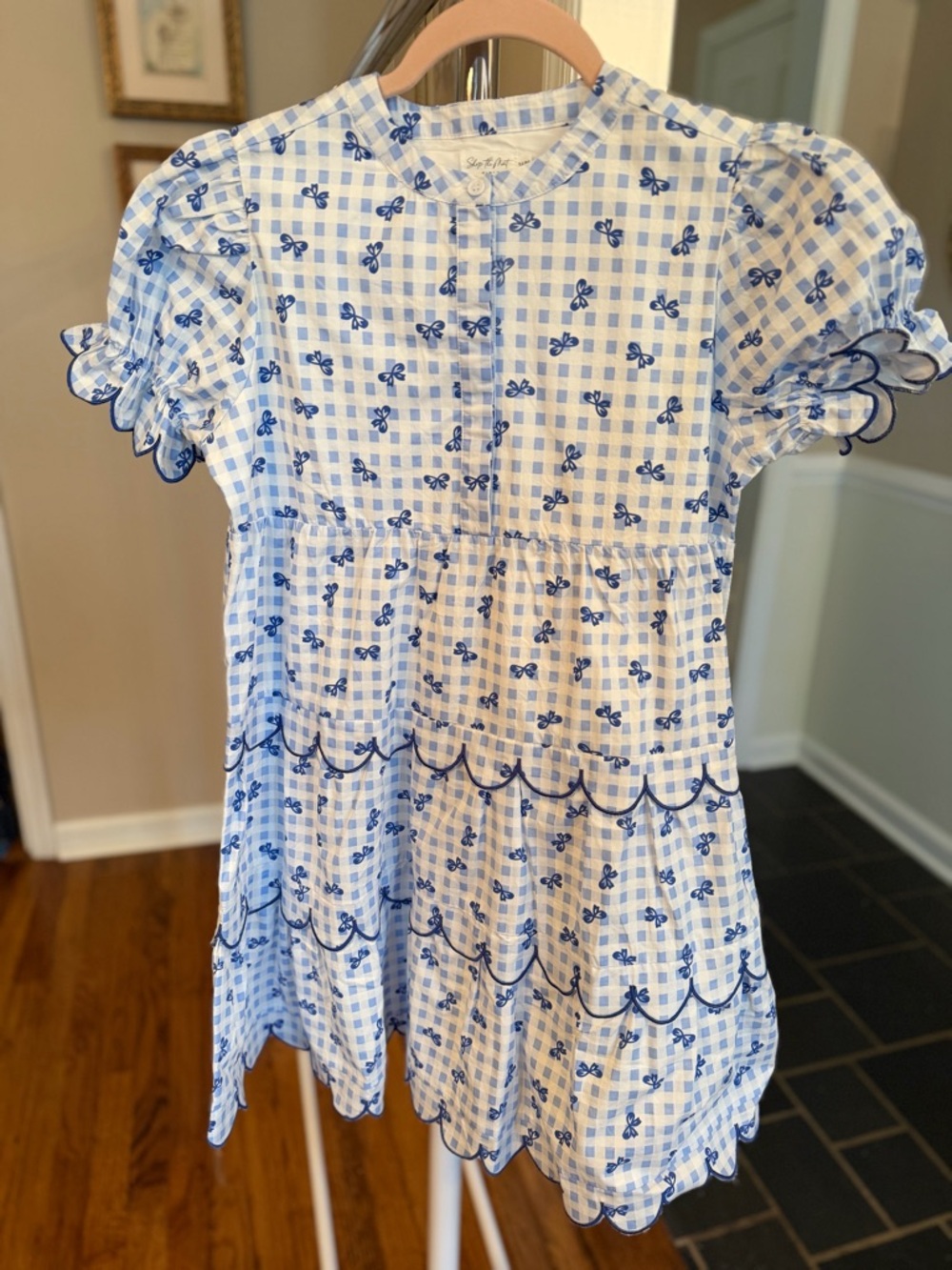 Shop The Mint Girls- Blue & White Gingham Scallop Dress